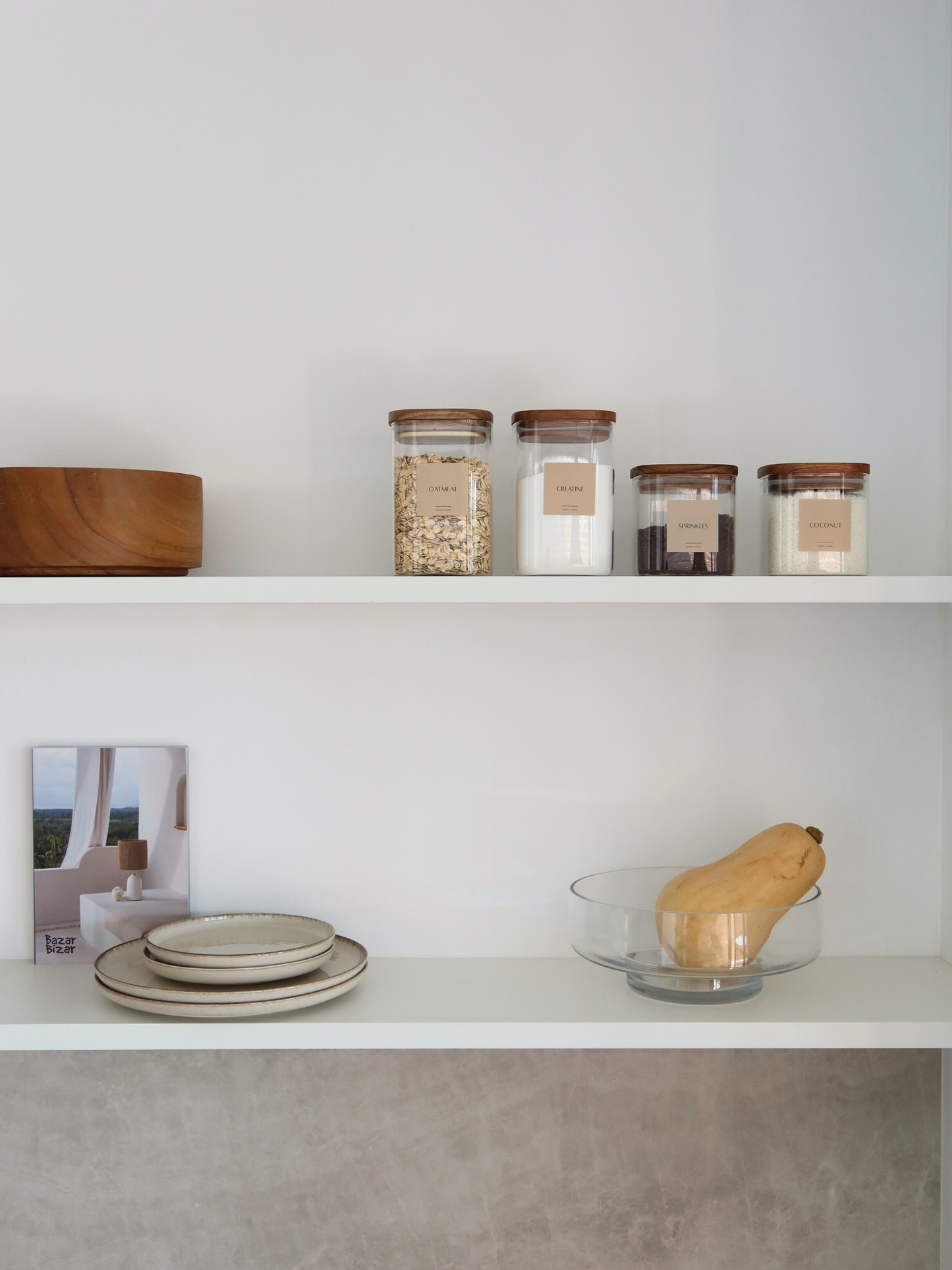 Square storage jar brown lid; square glass storage jar; storage jar with wooden lid; storage jar with brown wooden lid; square airtight storage jar; storage jar with screw lid; kitchen organizing storage jar; storage jar with label; stackable storage jar; transparent storage jar; small and large storage jar; storage jar set; square storage jar with lid; storage jar made of natural materials; storage jar with stylish lid; glass storage jar with brown lid; bamboo alternative storage jar.