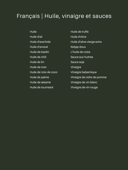Étiquettes d'huile, de vinaigre et de sauces. Étiquettes pour garde-manger et bocaux de conservation. Étiquettes résistantes à l'eau. Étiquettes antitaches. Autocollants pour pots à épices. Autocollants pour stocker des produits secs. Étiquettes d'huile et de vinaigre. Mots-clés Temu, Action, Xenos. Objectifs de cuisine. Autocollants pour distributeurs. Labels for dispensers for oil and vinegar. Waterproof and stain resitant labels for home organizing. Kitchen organizing stickers. Kitchen goals. Oil. 