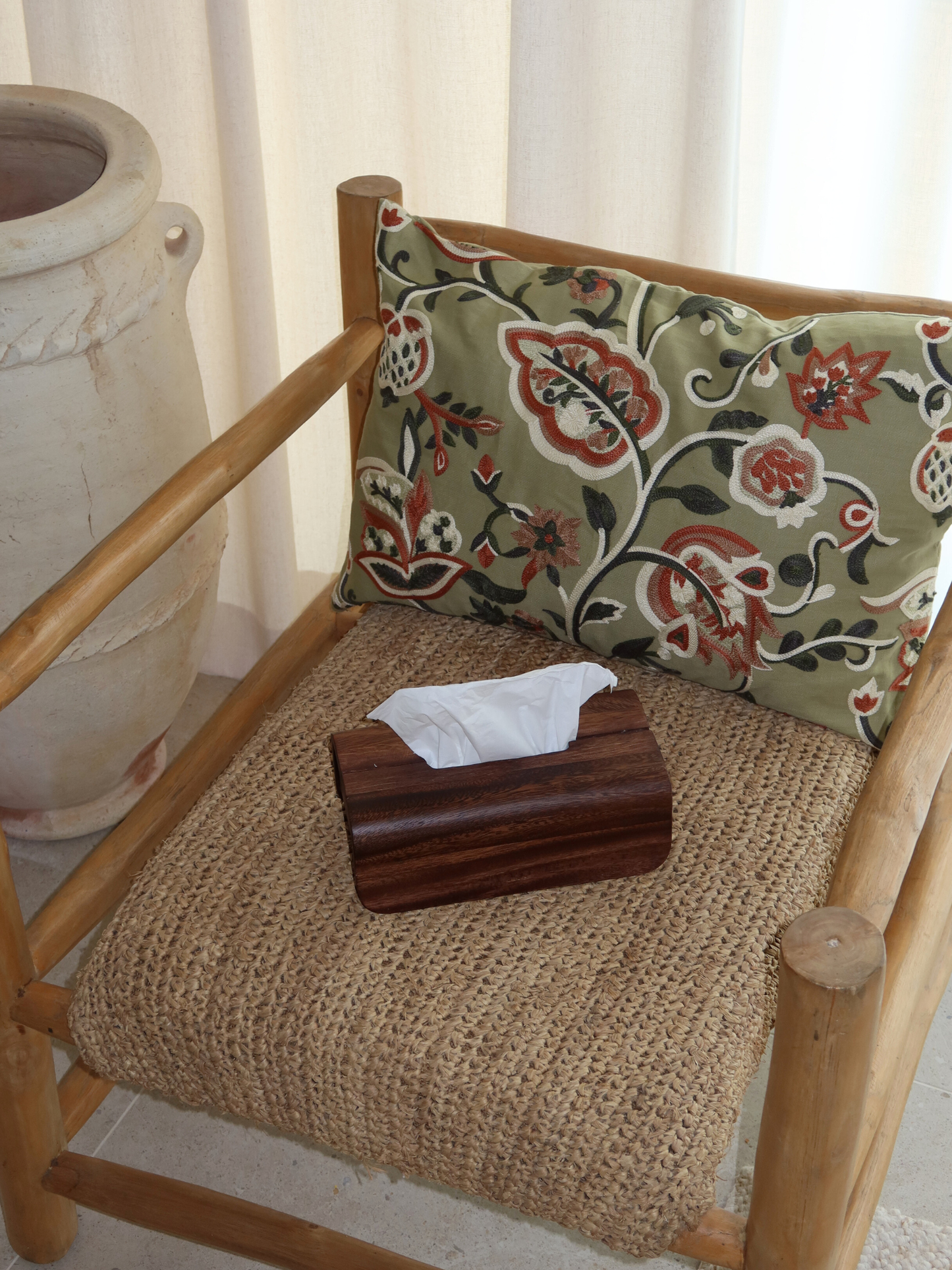 Handmade Borneo wooden tissue box holder crafted from natural, durable wood with a rich dark brown finish. This luxury wooden tissue holder features a minimalist design with a fitted lid, designed to neatly store standard tissue boxes while enhancing a calm and organized interior. A stylish and sustainable wooden tissue box organizer that complements both bathroom and living room spaces, adding warmth, elegance, and a natural look. An elegant Borneo wood accessory. 