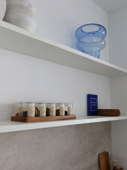Wooden plate dispensers. Wooden organizers for kitchen or bathroom. Glass storage jar with wooden lid. Wooden spice jar. Organizer and drawer divider. Wooden bowl or fruit bowl. Small wooden spoon. Bamboo spoon. Light or dark wood.